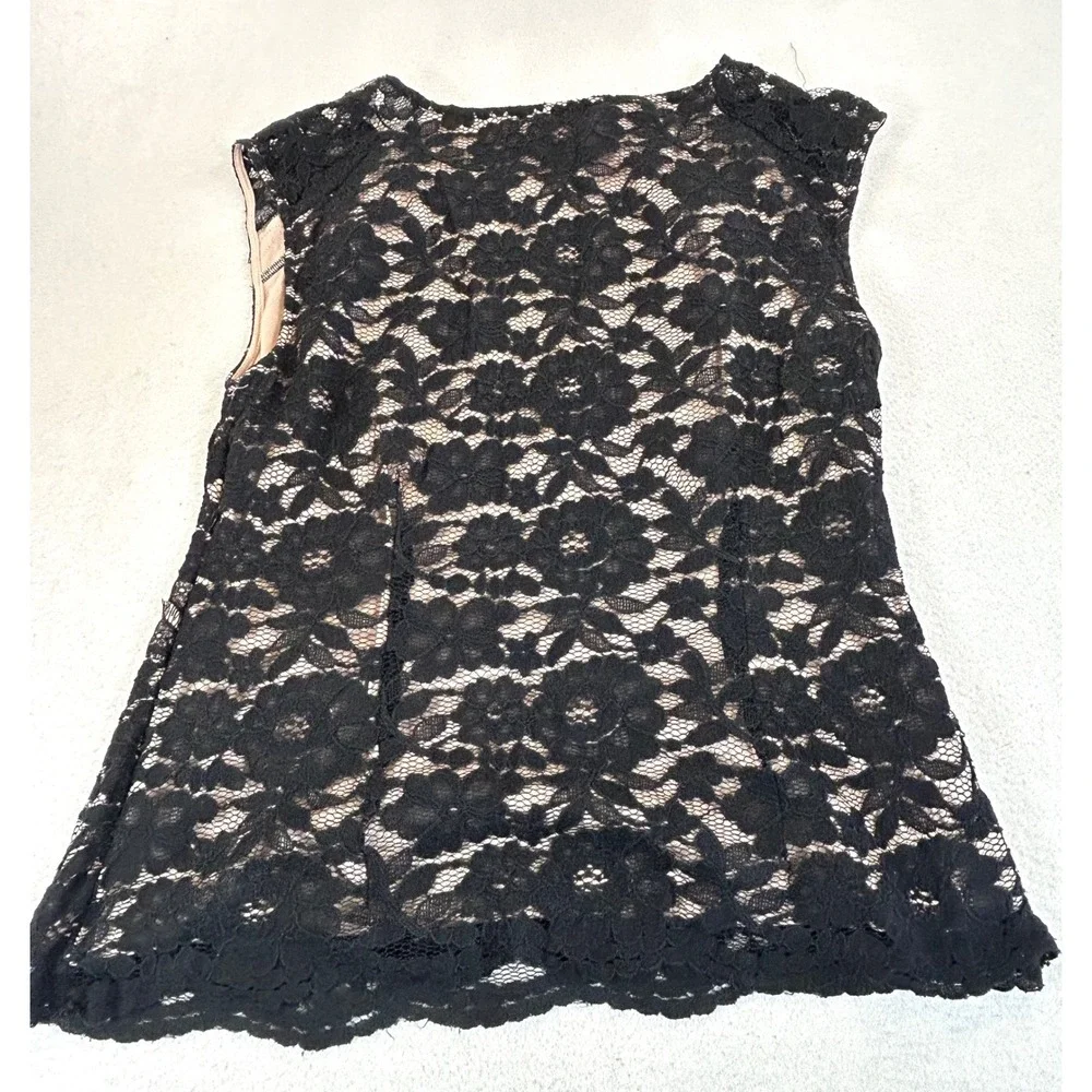 The Limited Peplum Blouse Women Large Black Floral Lace Professional Elegant